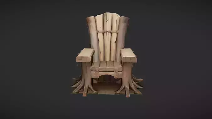 Wooden throne with roots