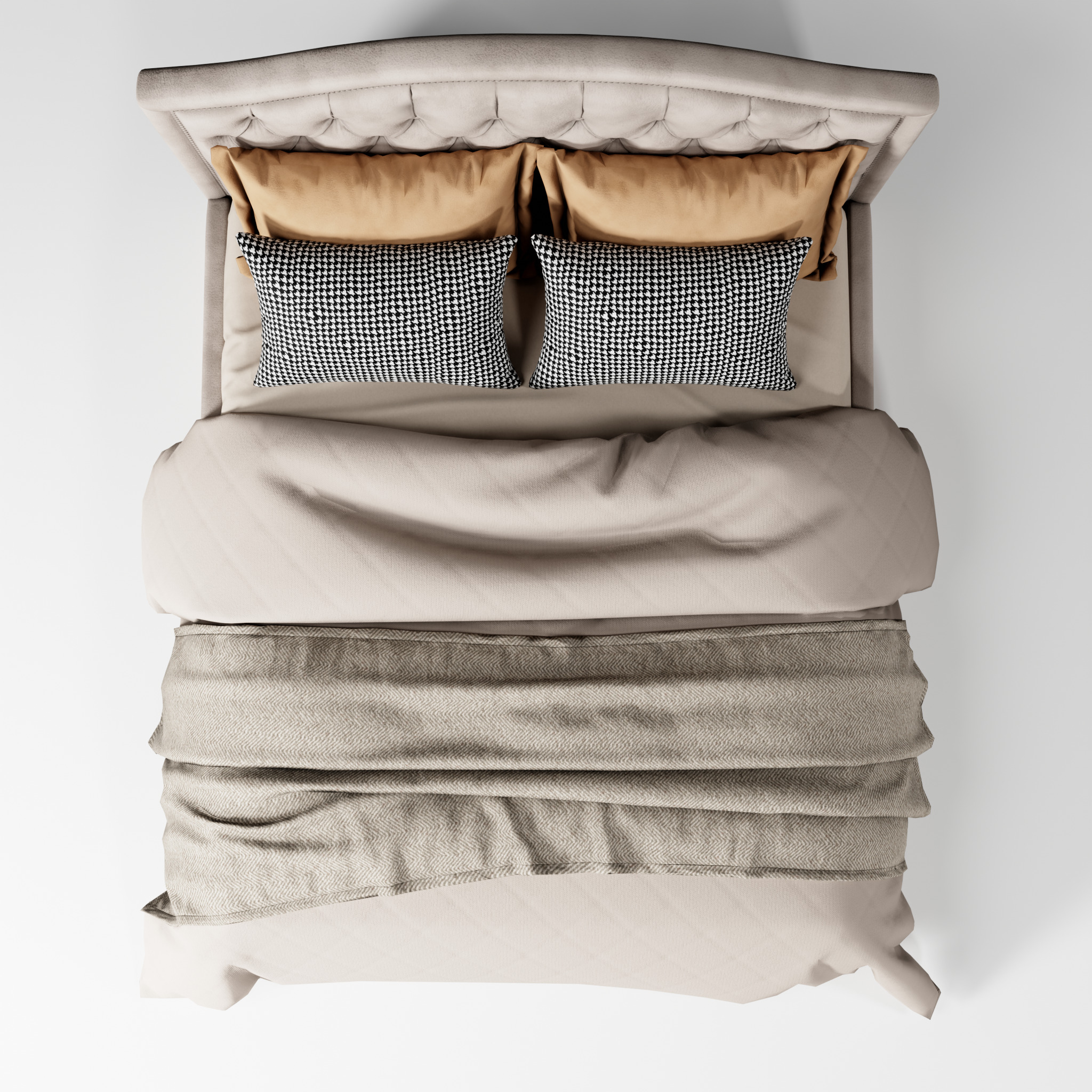 Classical king size bed Low-poly 3D model_3