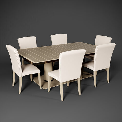 6 seater Dining table Low-poly 3D model 3