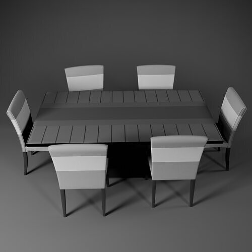 6 seater Dining table Low-poly 3D model 6