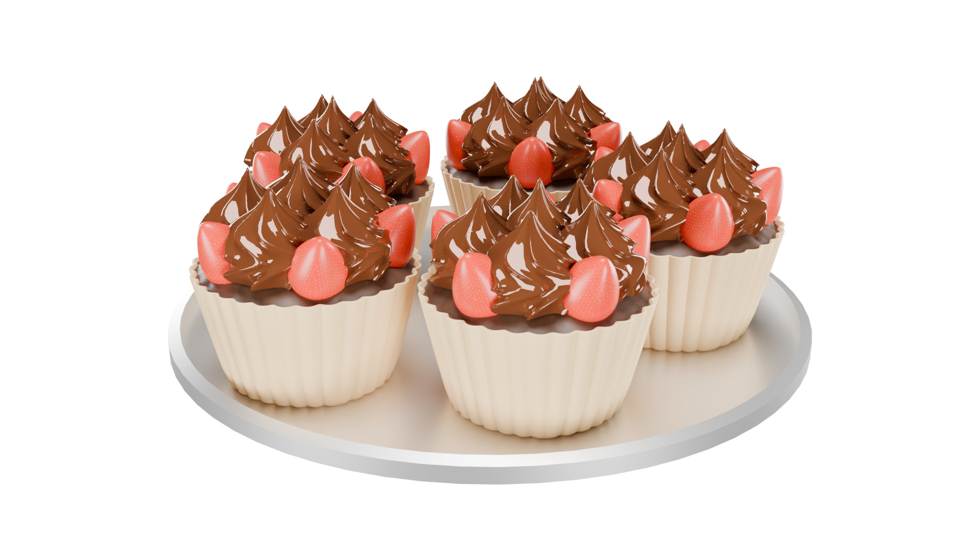 3D Bakery Display Rack with Cakes and Cupcakes 3D model_16