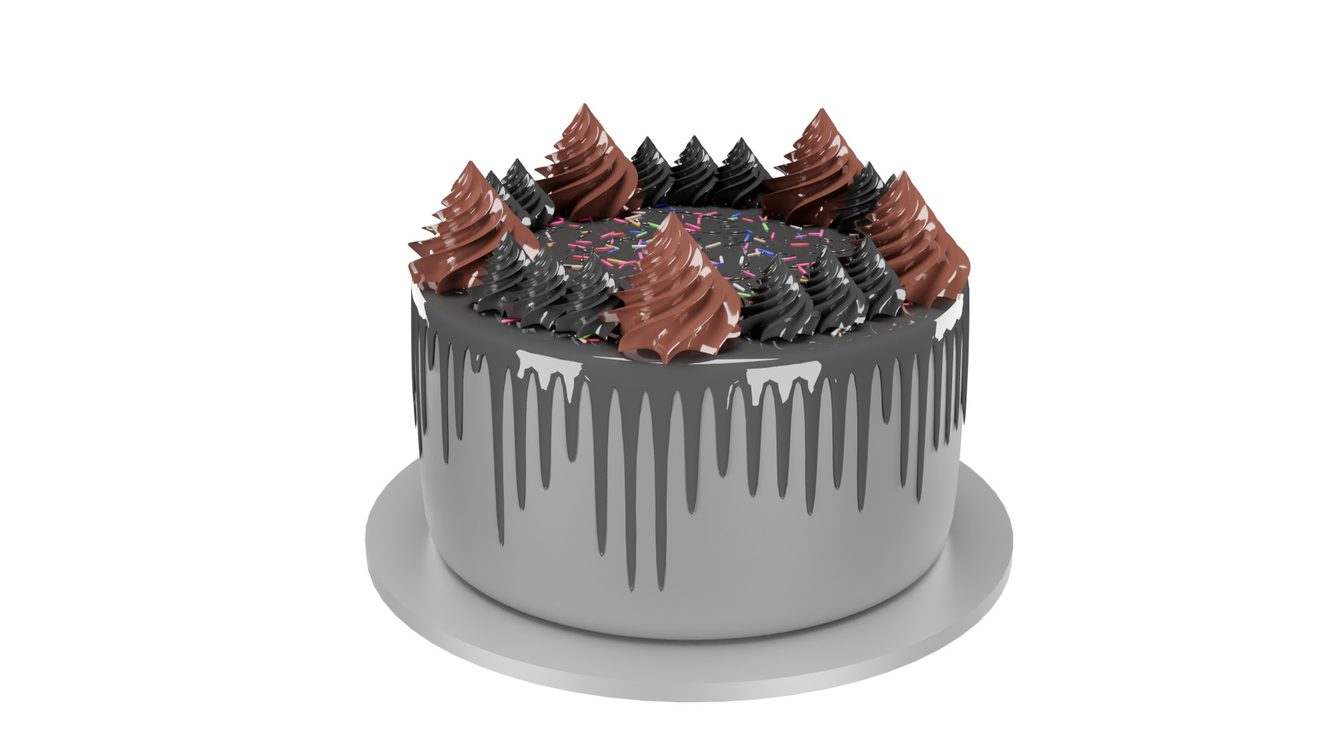 3D Bakery Display Rack with Cakes and Cupcakes 3D model_4