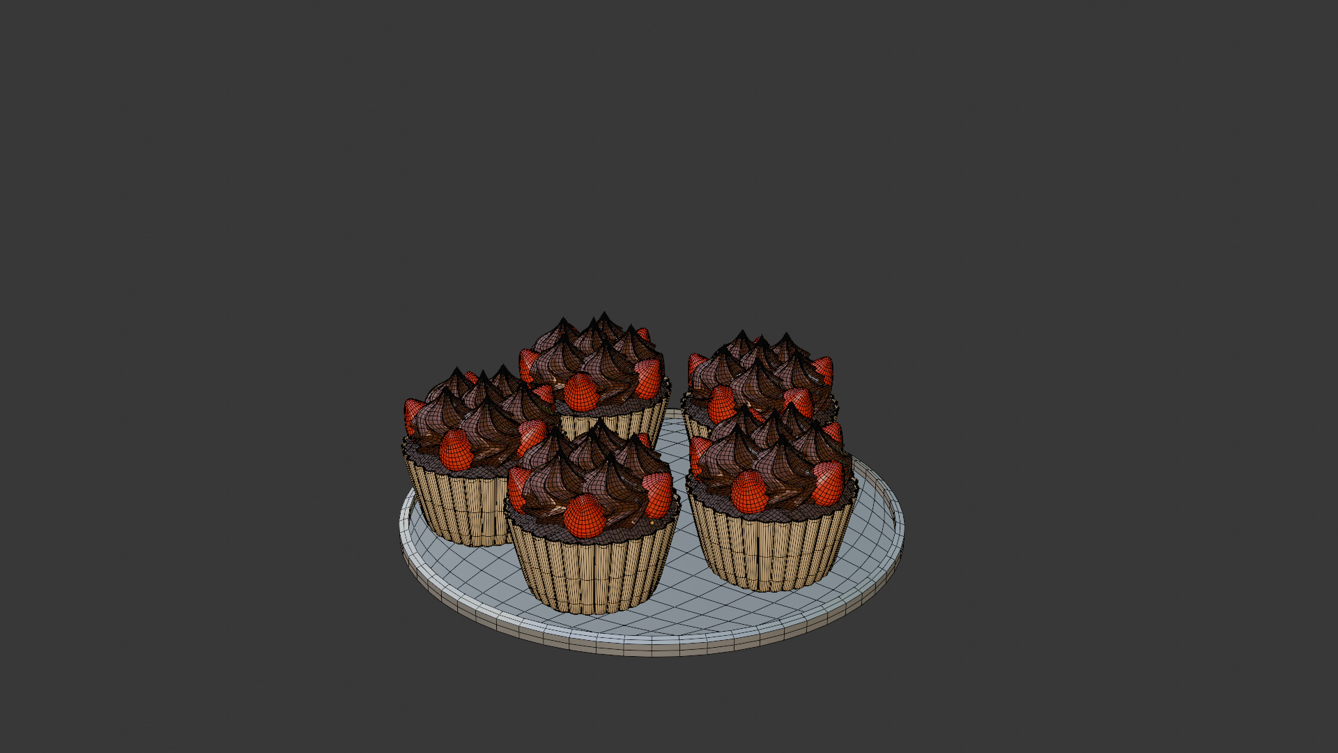3D Bakery Display Rack with Cakes and Cupcakes 3D model_33