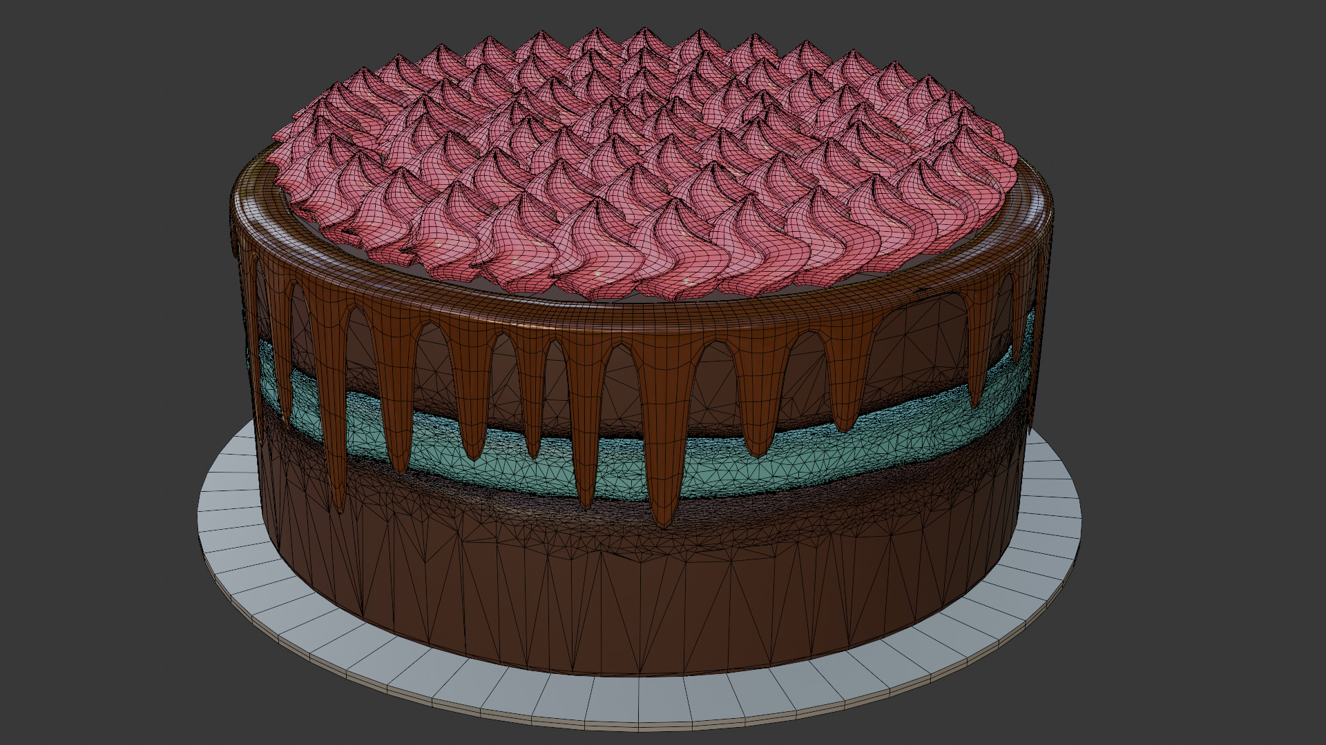 3D Bakery Display Rack with Cakes and Cupcakes 3D model_38