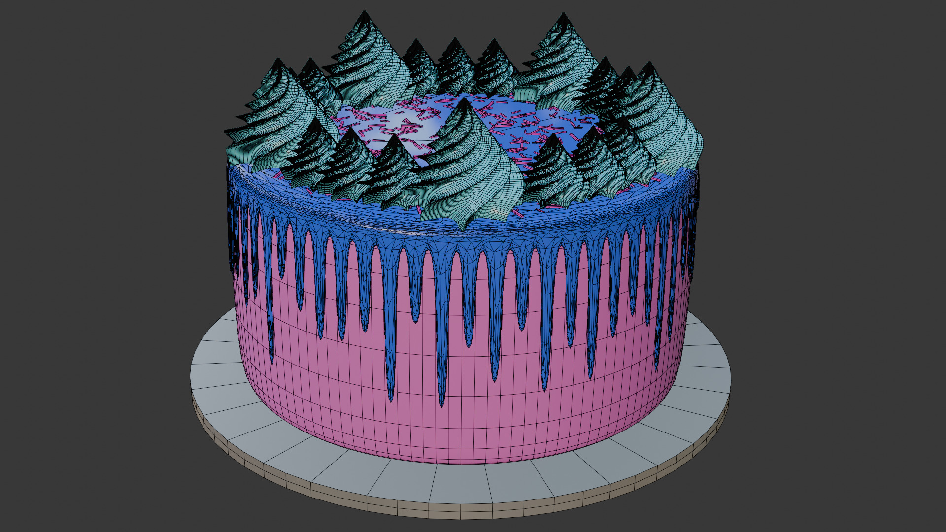 3D Bakery Display Rack with Cakes and Cupcakes 3D model_21