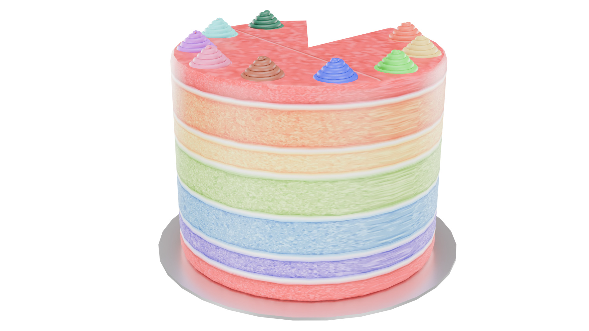 3D Bakery Display Rack with Cakes and Cupcakes 3D model_7