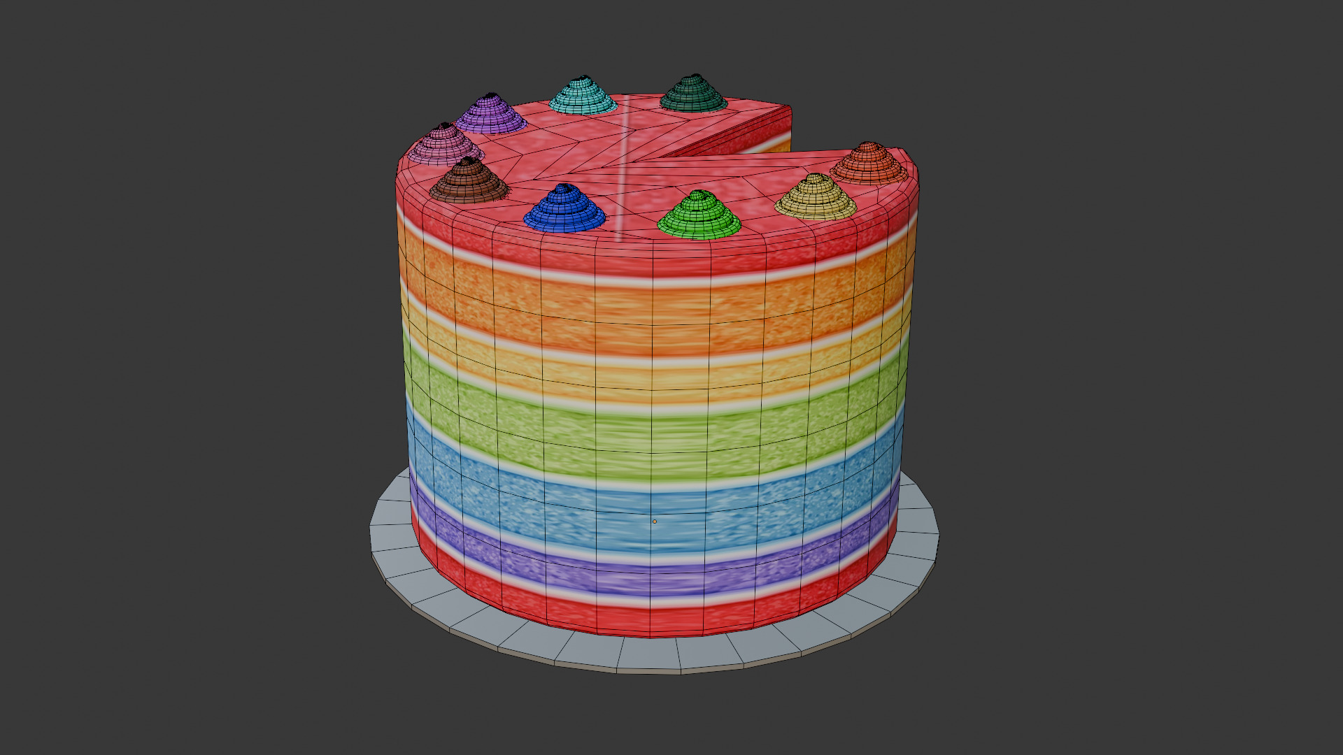 3D Bakery Display Rack with Cakes and Cupcakes 3D model_22