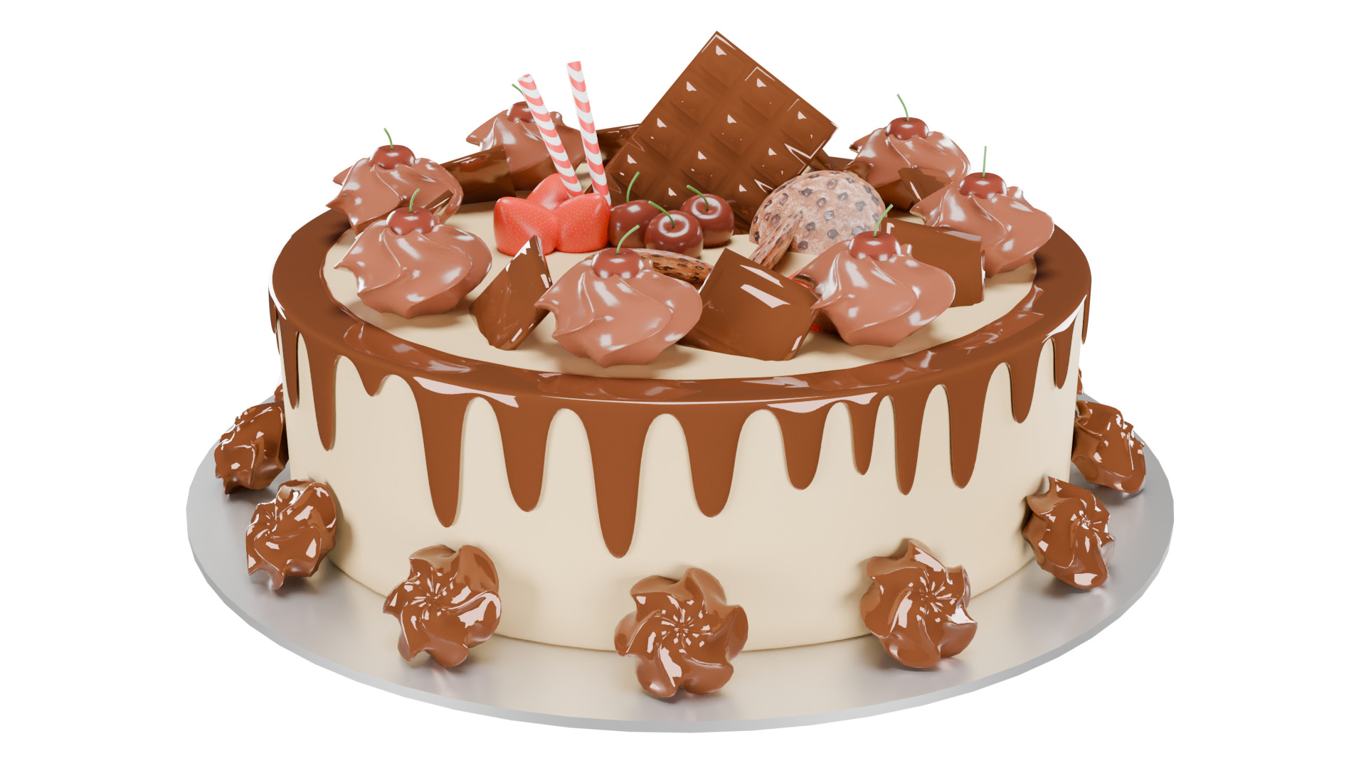 3D Bakery Display Rack with Cakes and Cupcakes 3D model_20