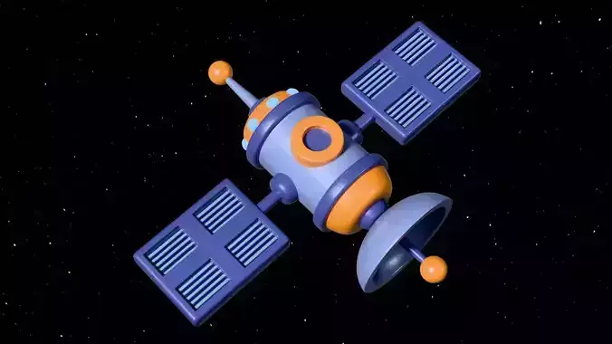 Stylized cartoon satellite