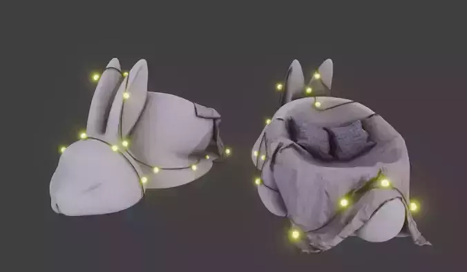 Cute bunny armchair Low-poly 3D model