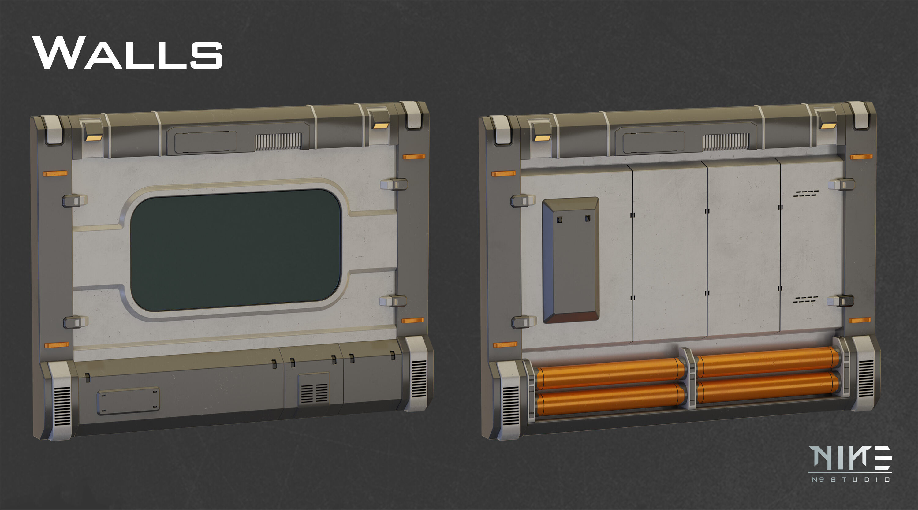 Sci-fi Props Interior kitbash 3D model_8