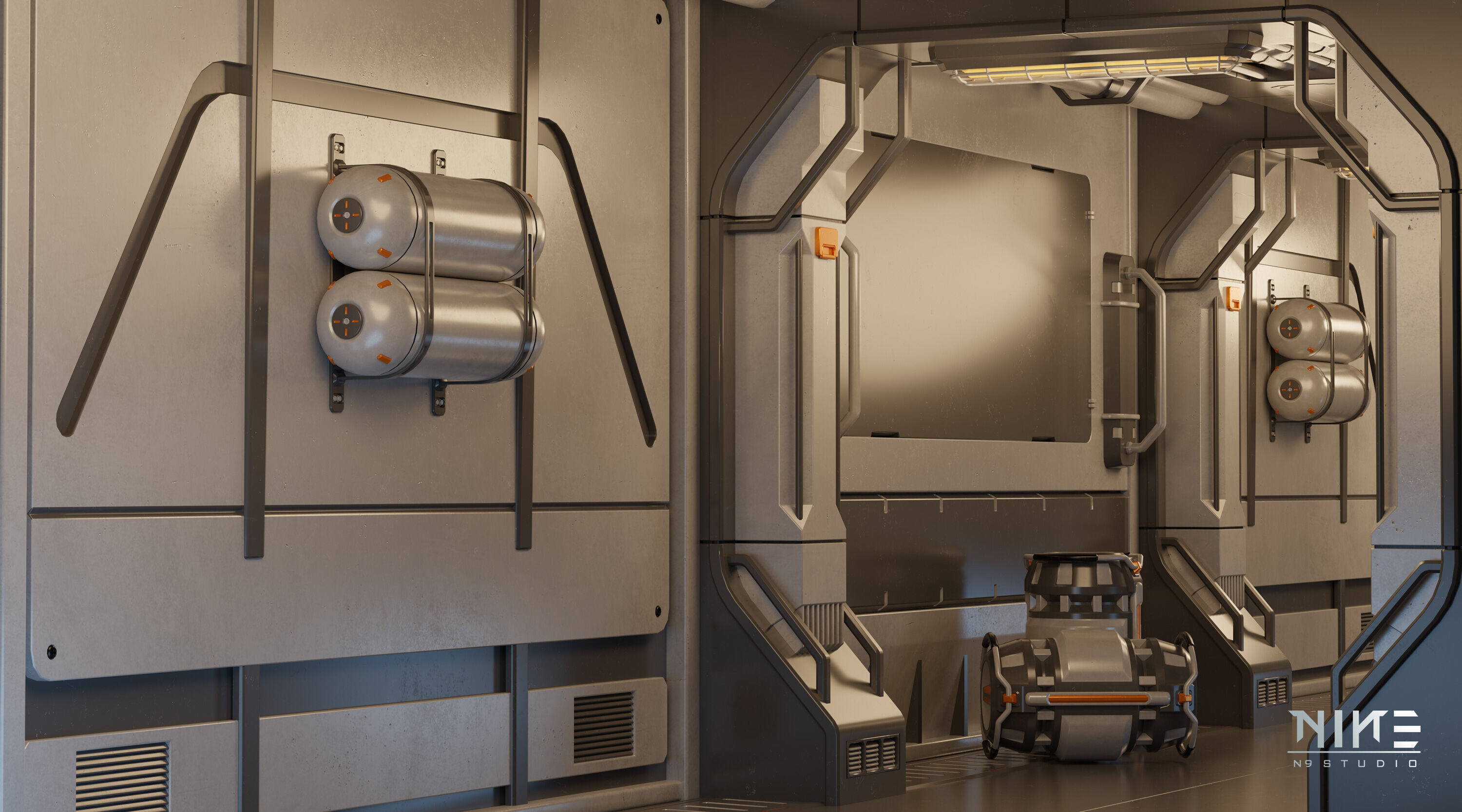Sci-fi Props Interior kitbash 3D model_1