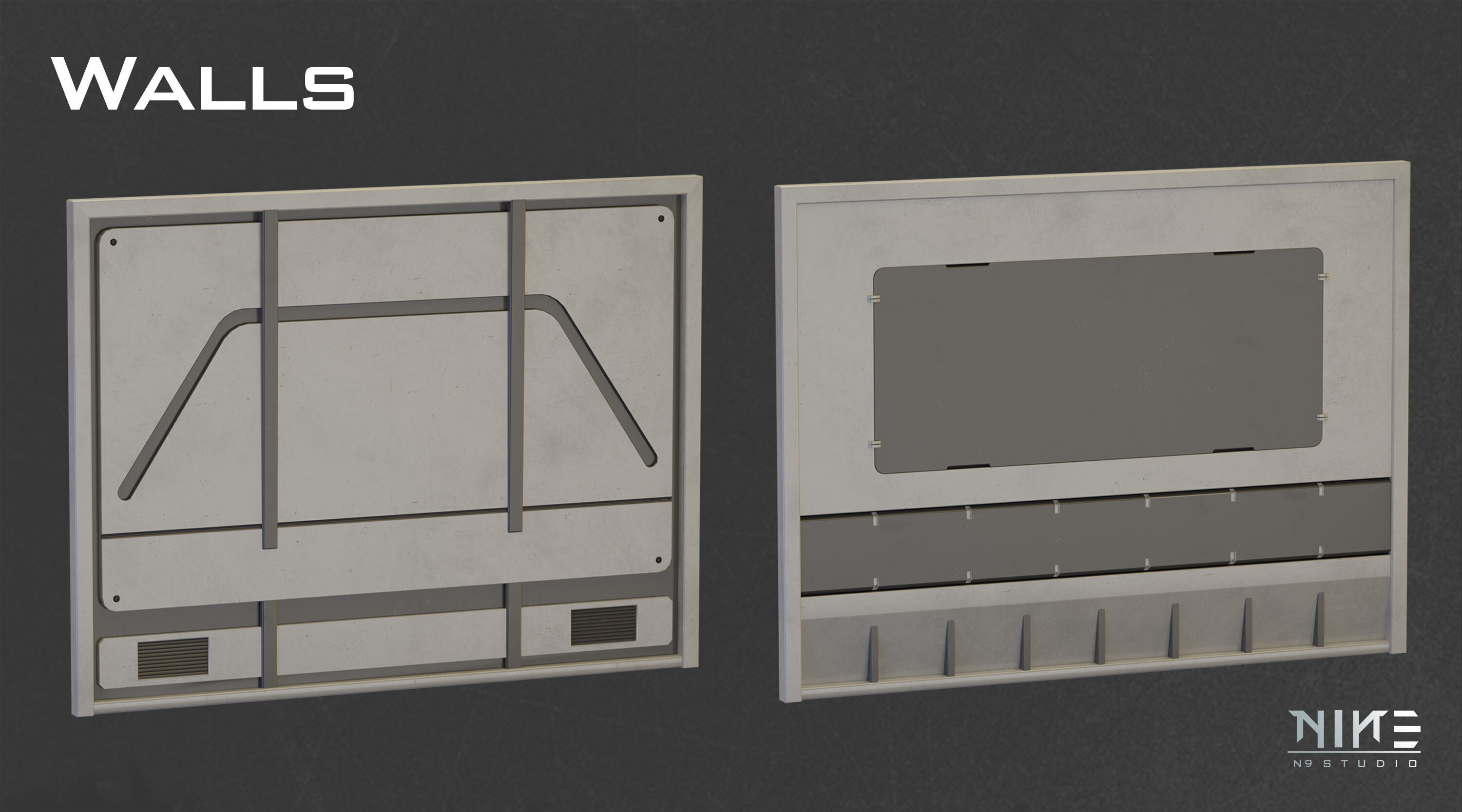 Sci-fi Props Interior kitbash 3D model_9