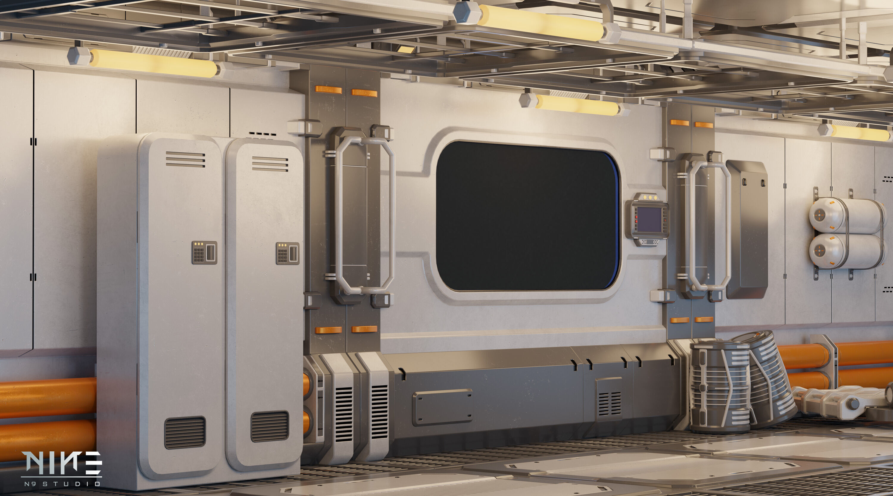 Sci-fi Props Interior kitbash 3D model_2