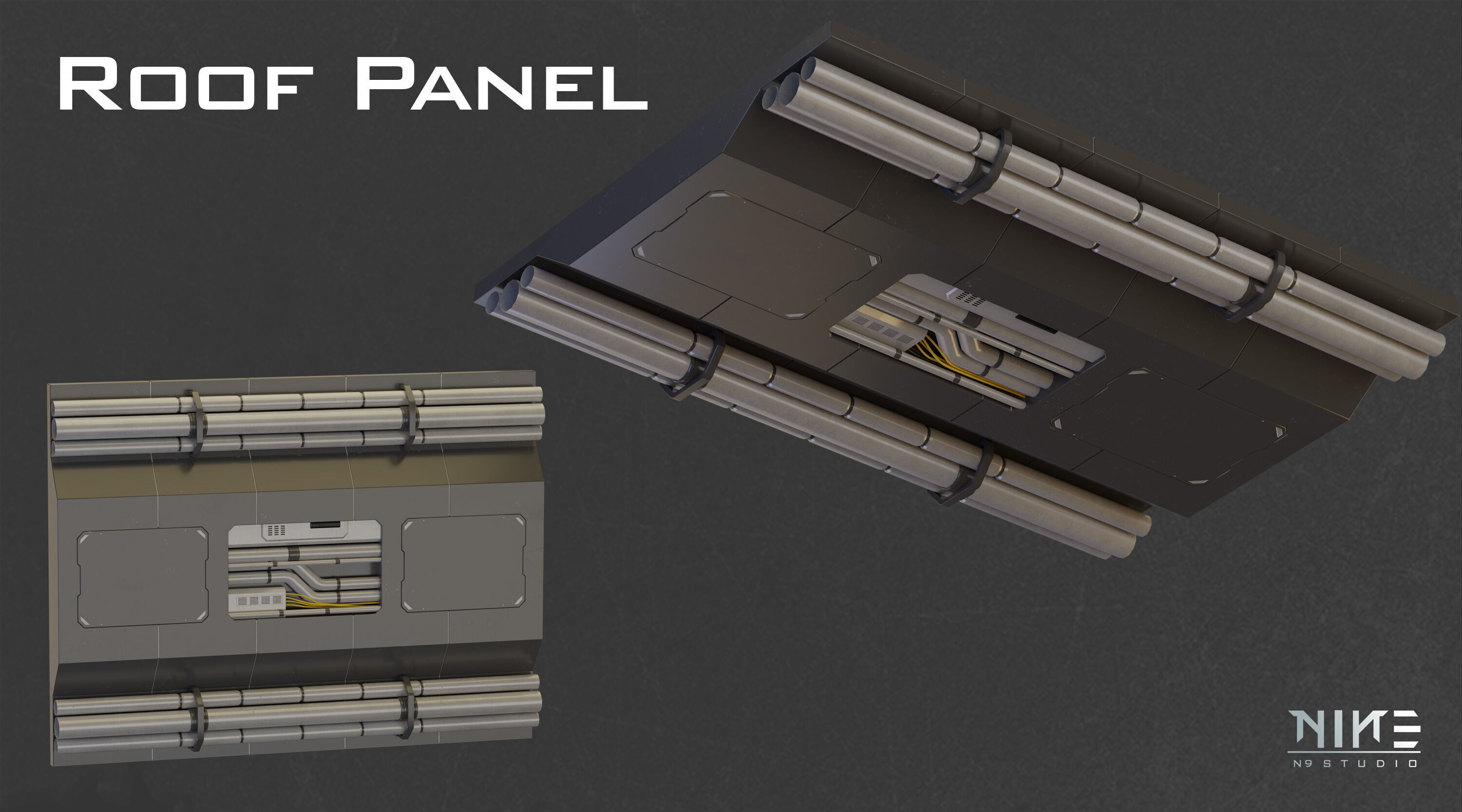 Sci-fi Props Interior kitbash 3D model_11