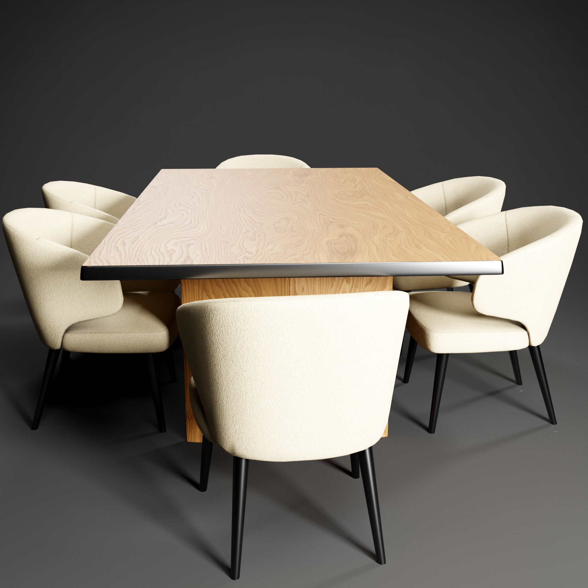 Dinning Table Low-poly 3D model_9