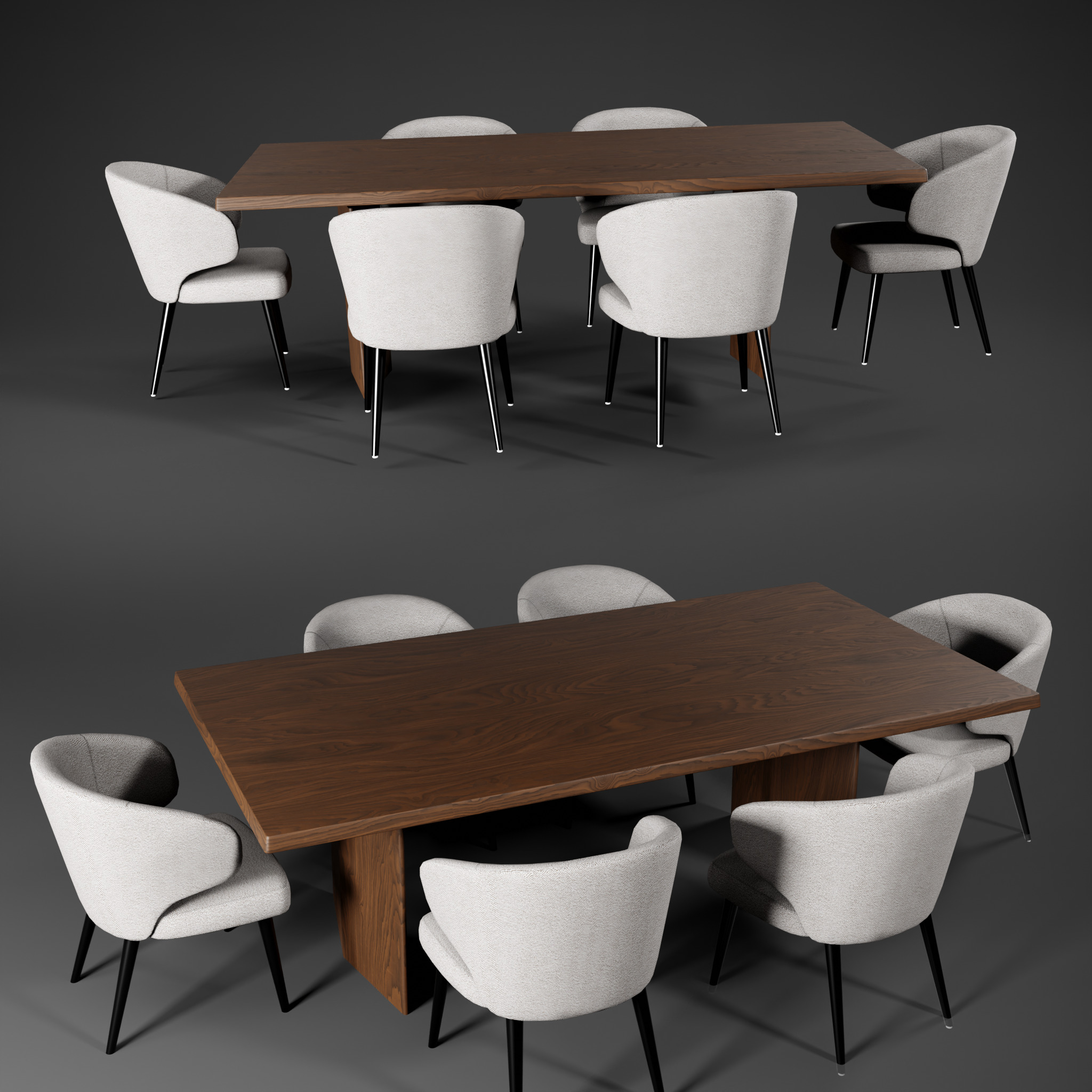 Dinning Table Low-poly 3D model_11