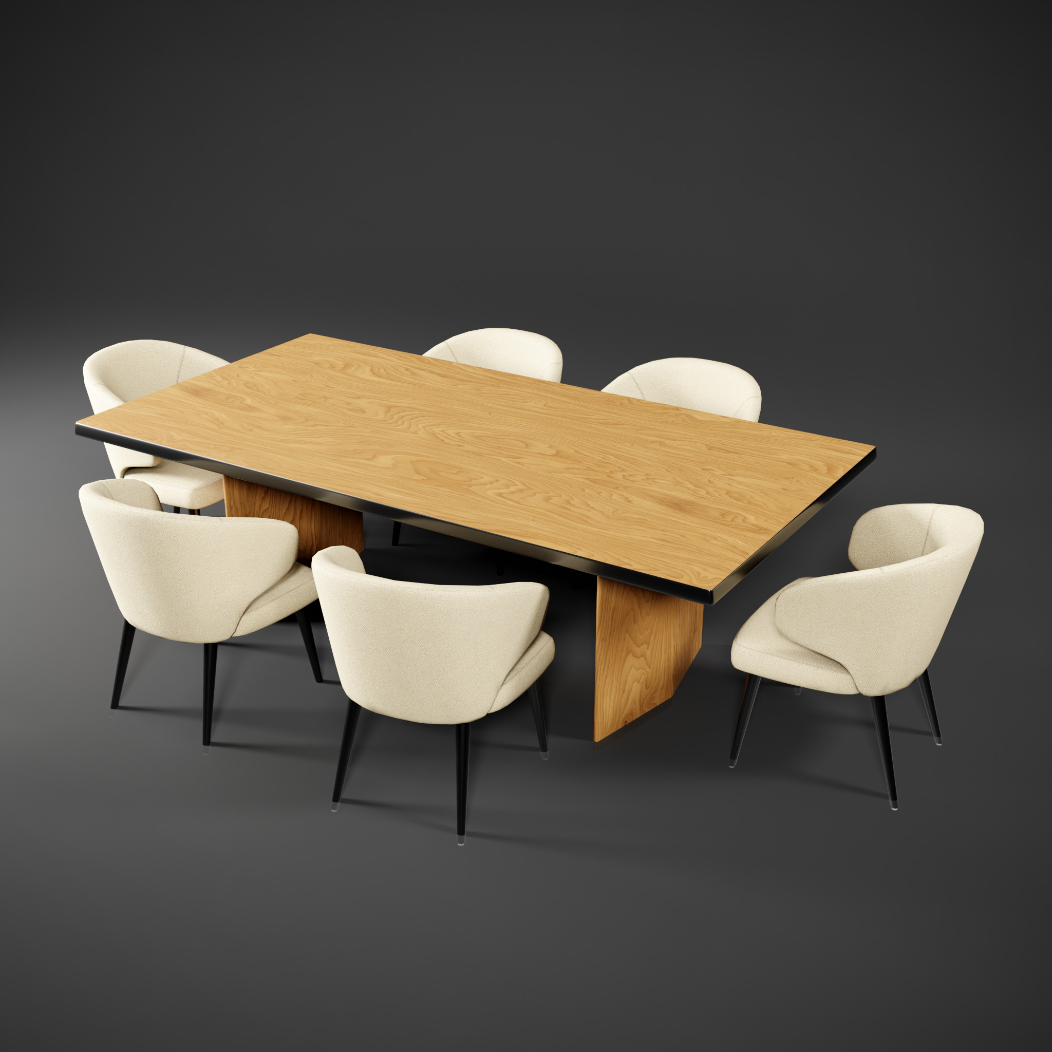 Dinning Table Low-poly 3D model_7