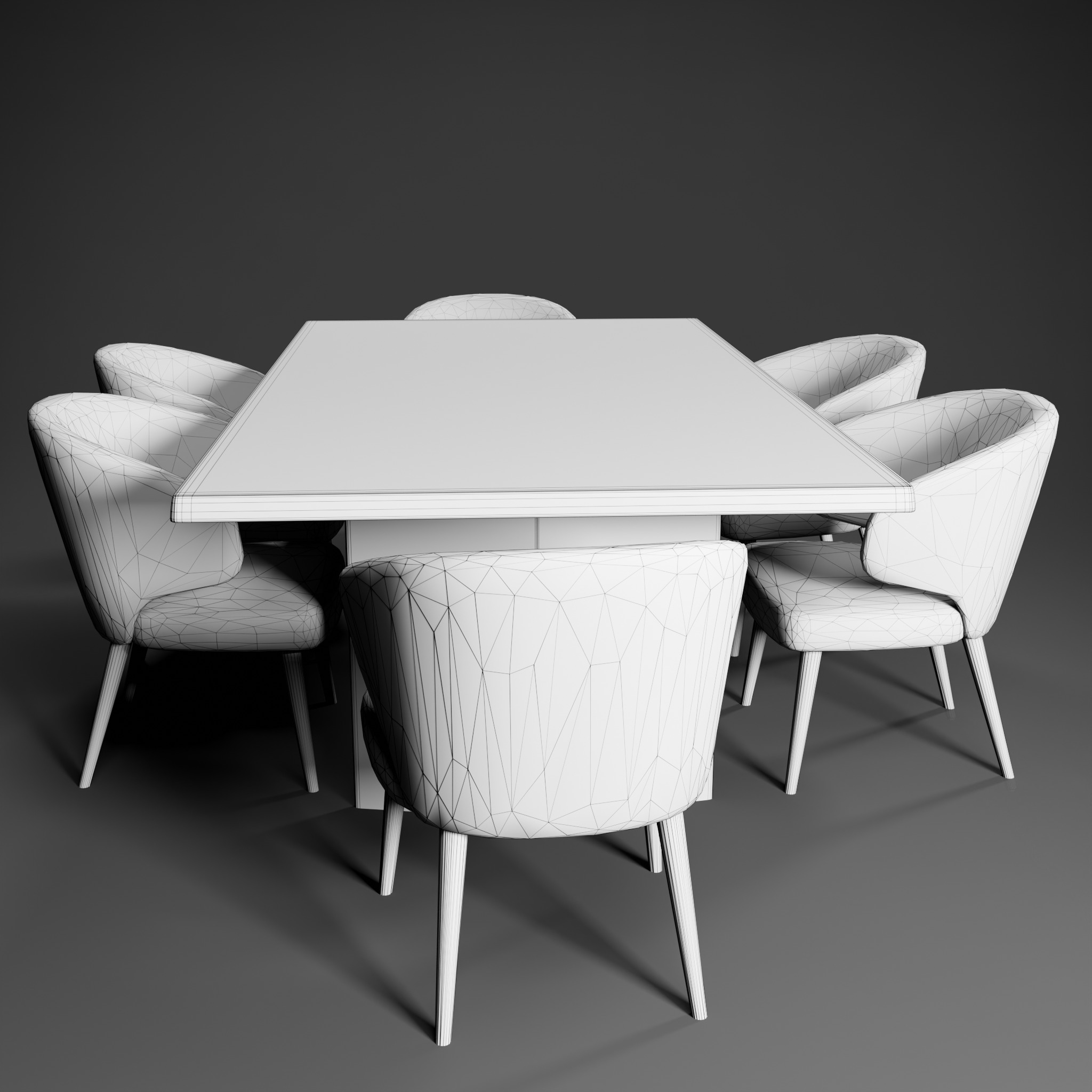 Dinning Table Low-poly 3D model_10