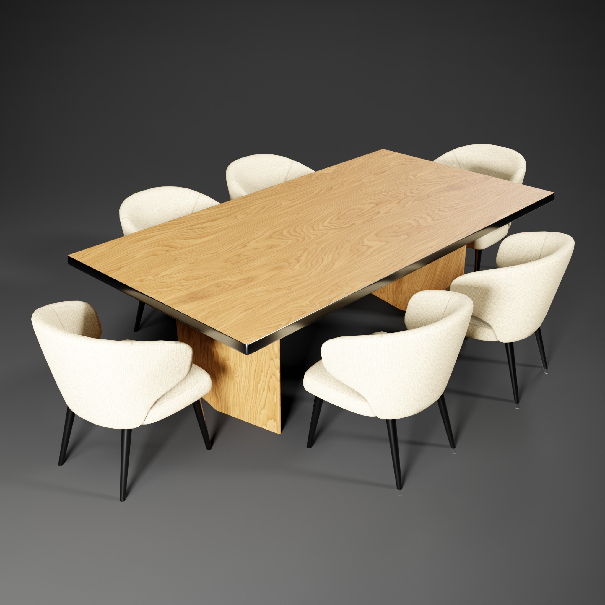 Dinning Table Low-poly 3D model_8