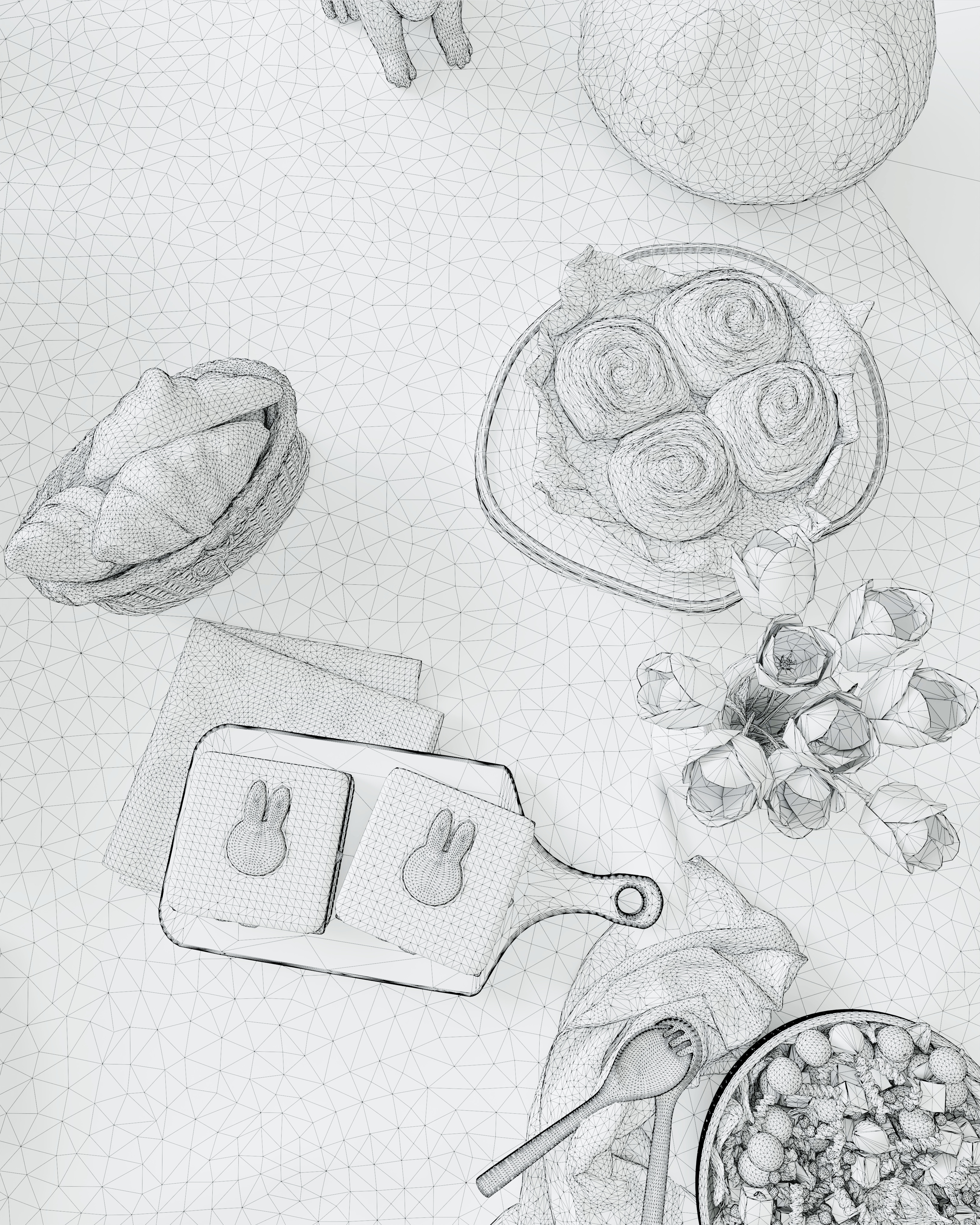 Spring Picnic Blender Scene 3D model_7