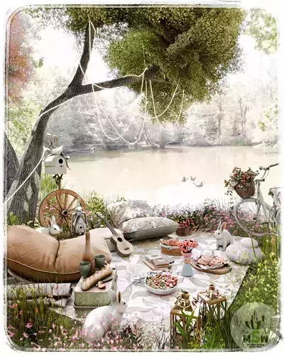 Spring Picnic Blender Scene