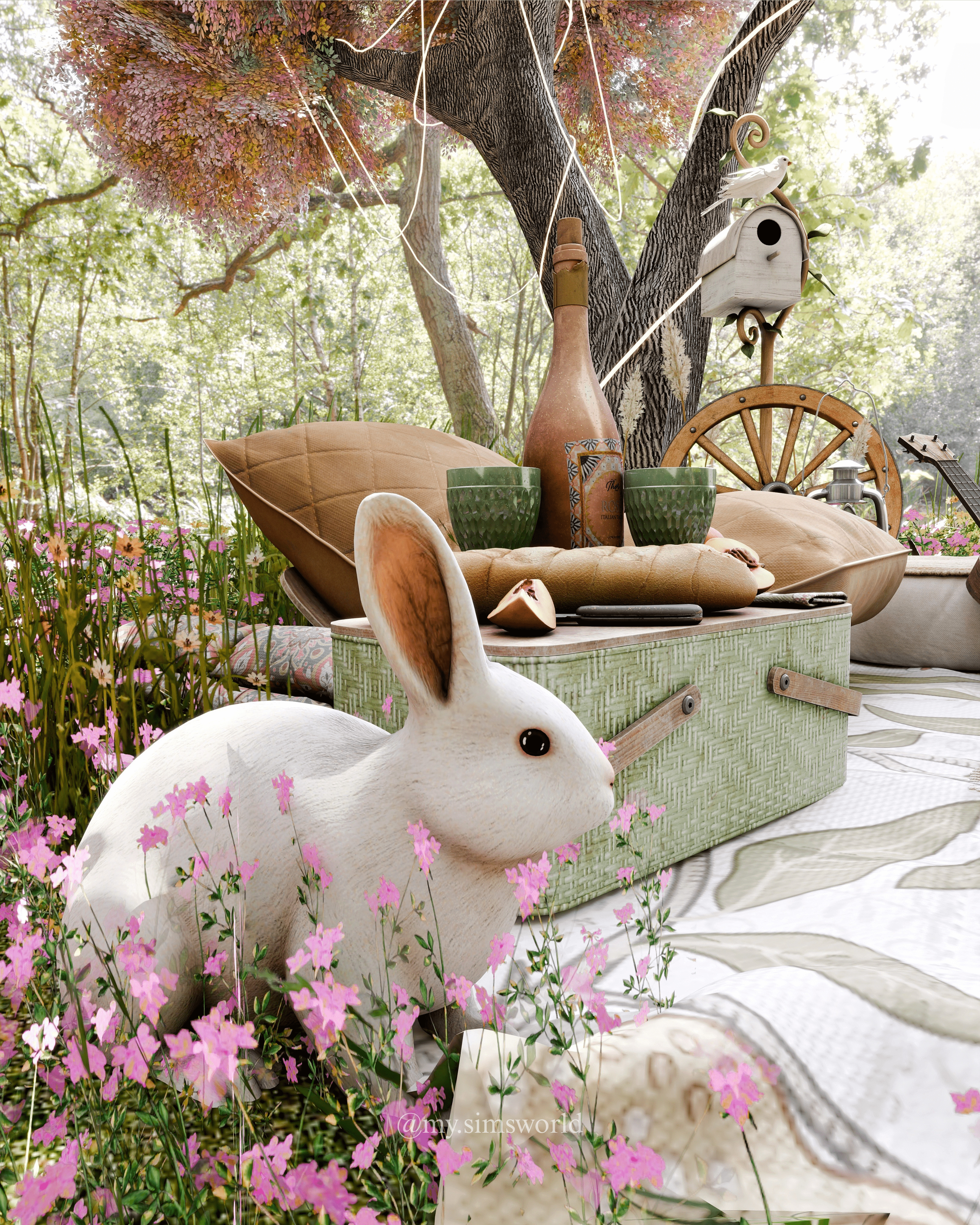 Spring Picnic Blender Scene 3D model_4