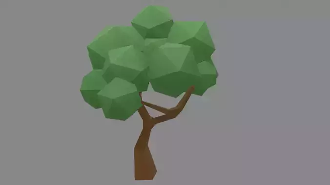Low Poly Deciduous Tree Stylized 3D Model