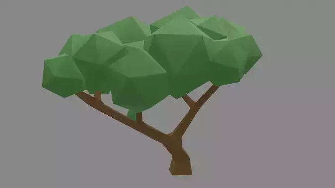 Low Poly Deciduous Tree Stylized 3D Model