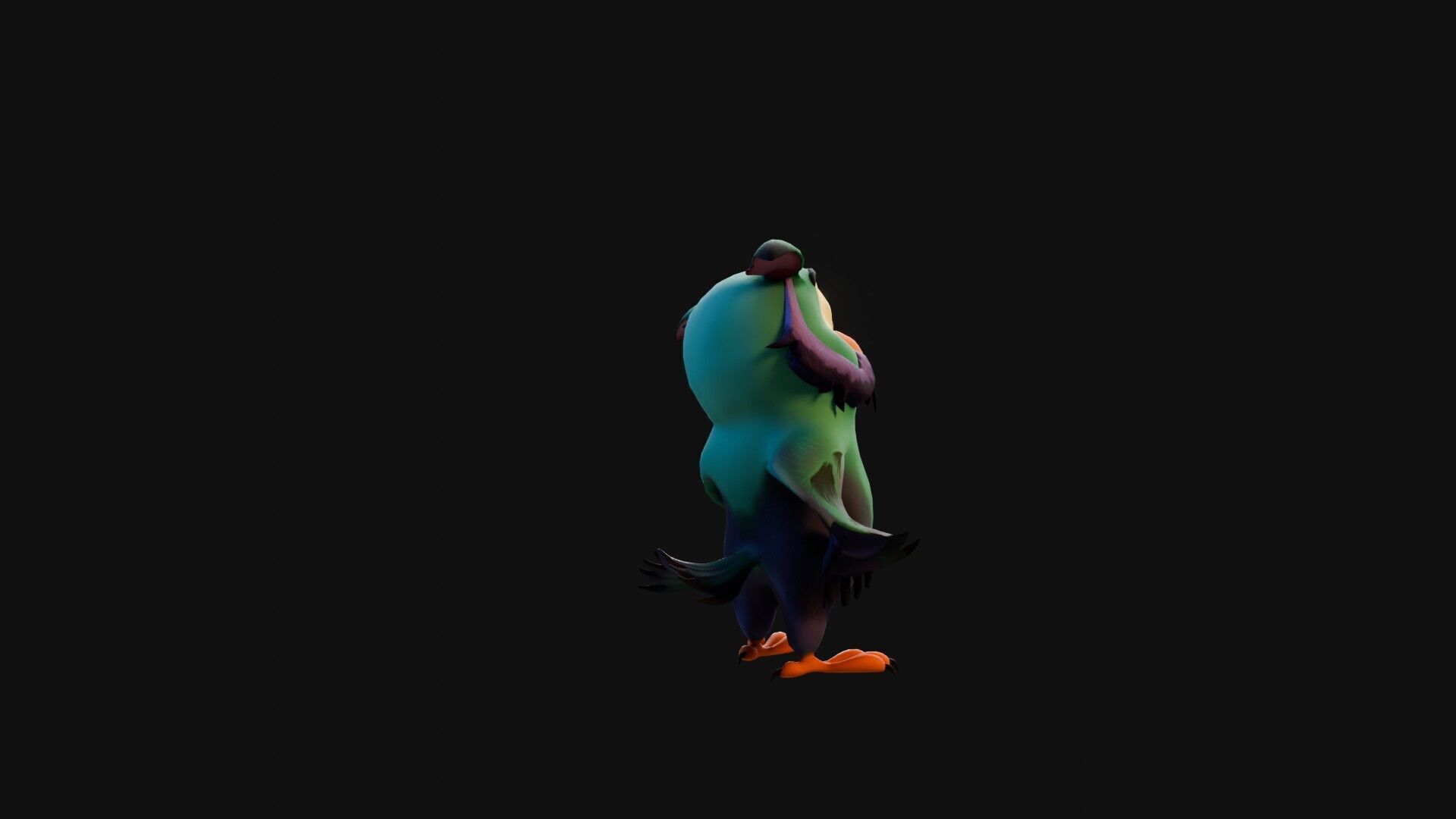 Chibi Owl - 3D green - Rigged Cartoon Bird Low-poly 3D model_28