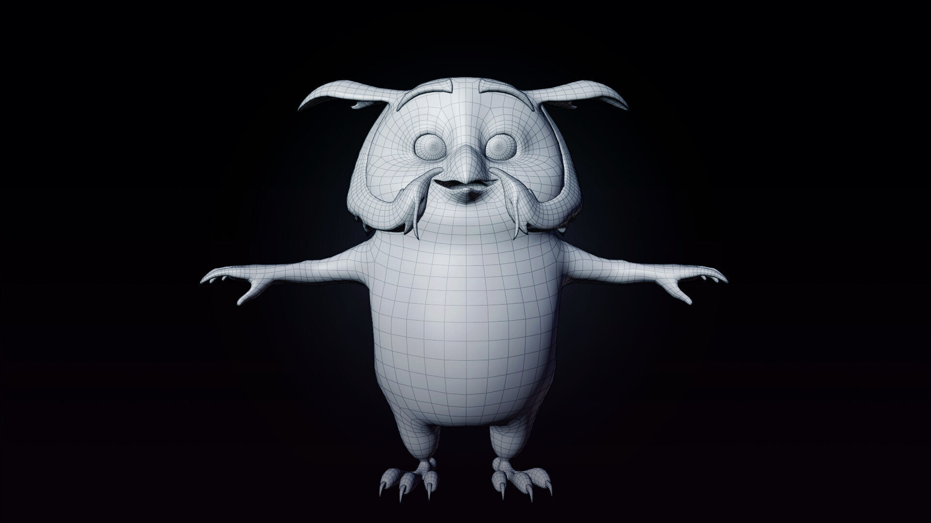 Chibi Owl - 3D green - Rigged Cartoon Bird Low-poly 3D model_10