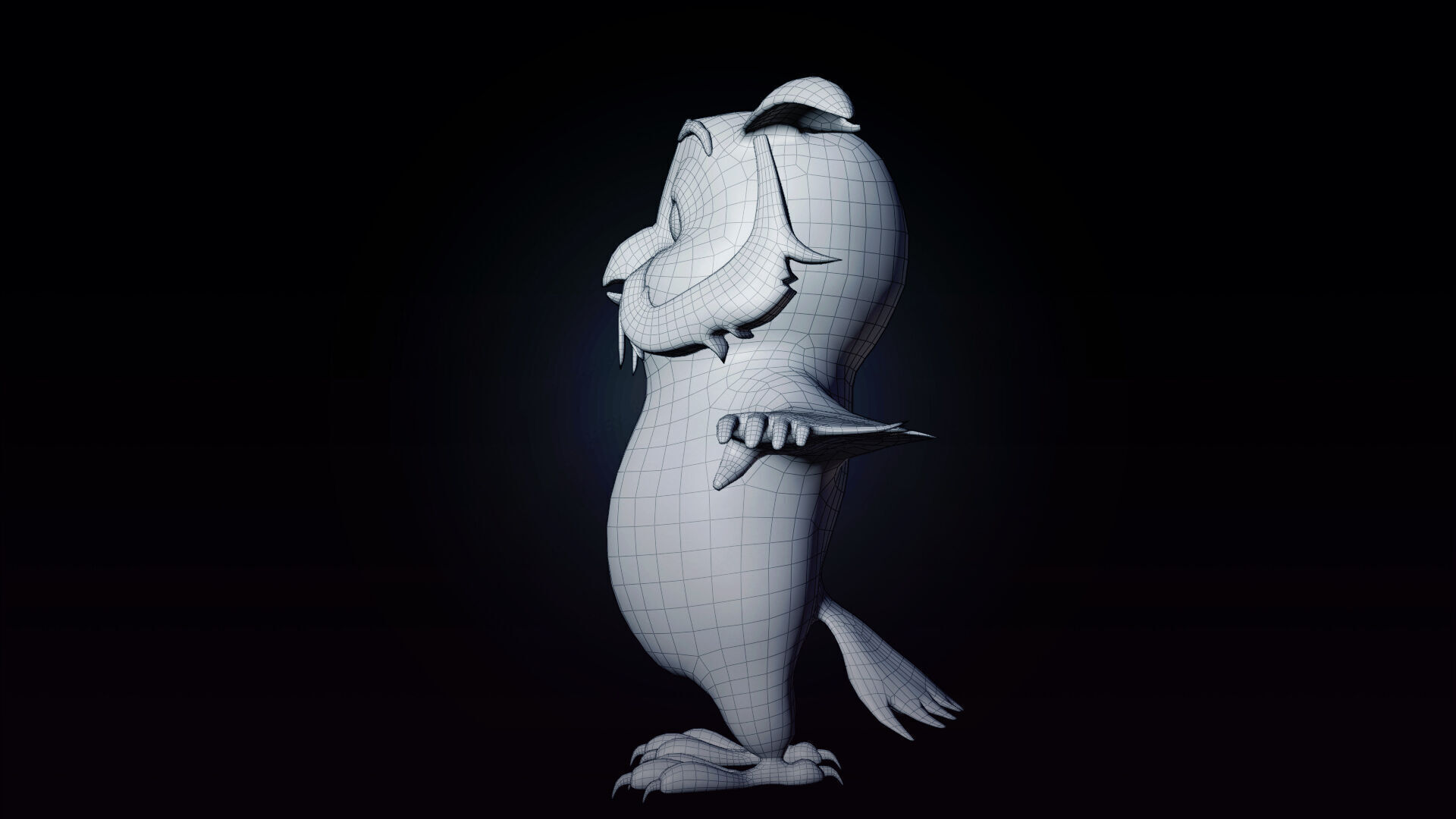 Chibi Owl - 3D green - Rigged Cartoon Bird Low-poly 3D model_11