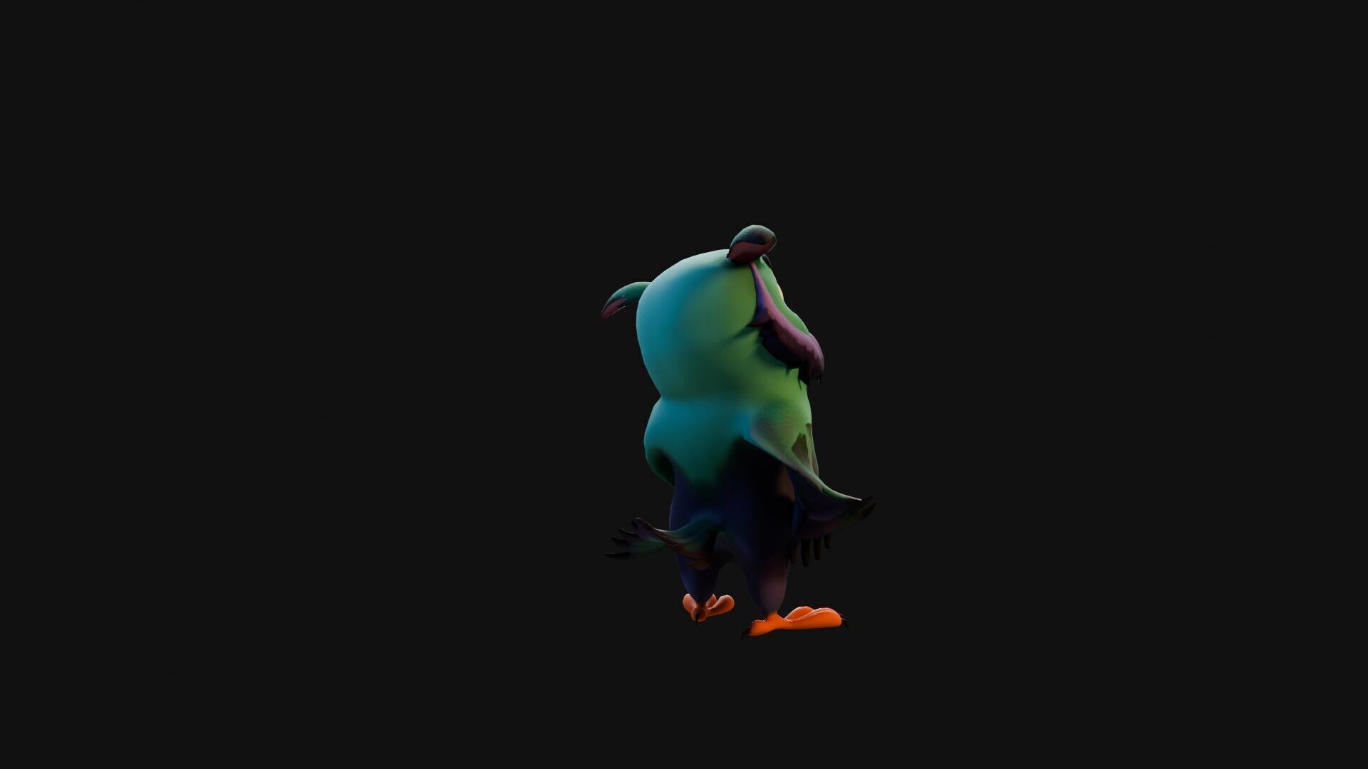 Chibi Owl - 3D green - Rigged Cartoon Bird Low-poly 3D model_29