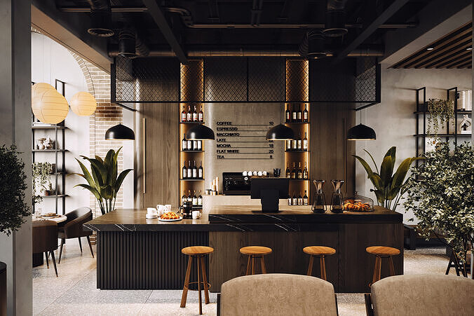 Coffee shop Design 001 3D model 4