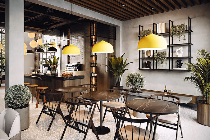 Coffee shop Design 001 3D model 5