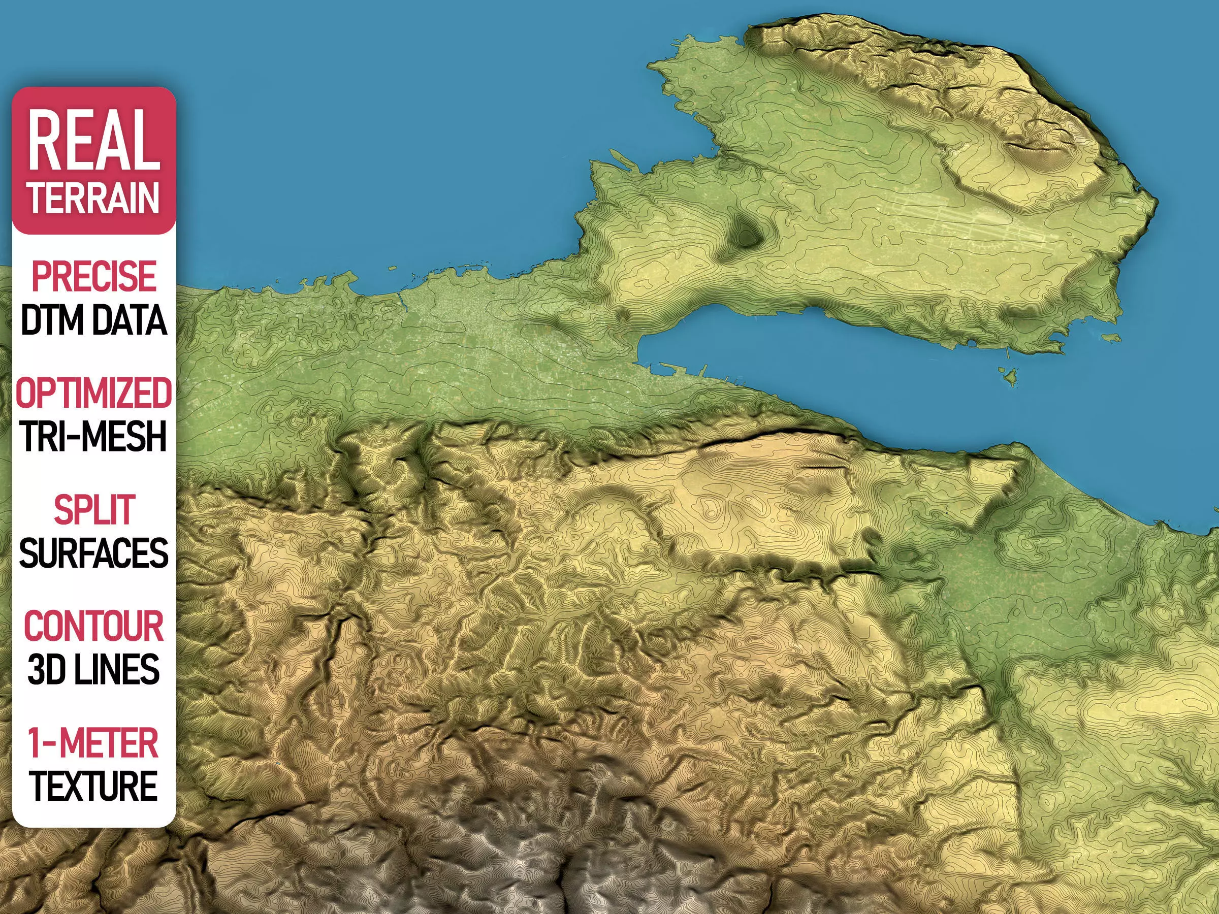Chania - Topography Terrain Low-poly 3D model_0