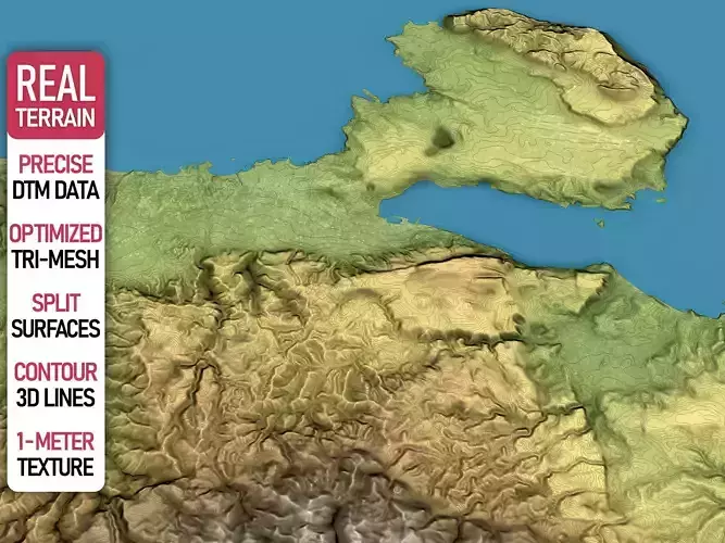 Chania - Topography Terrain Low-poly 3D model