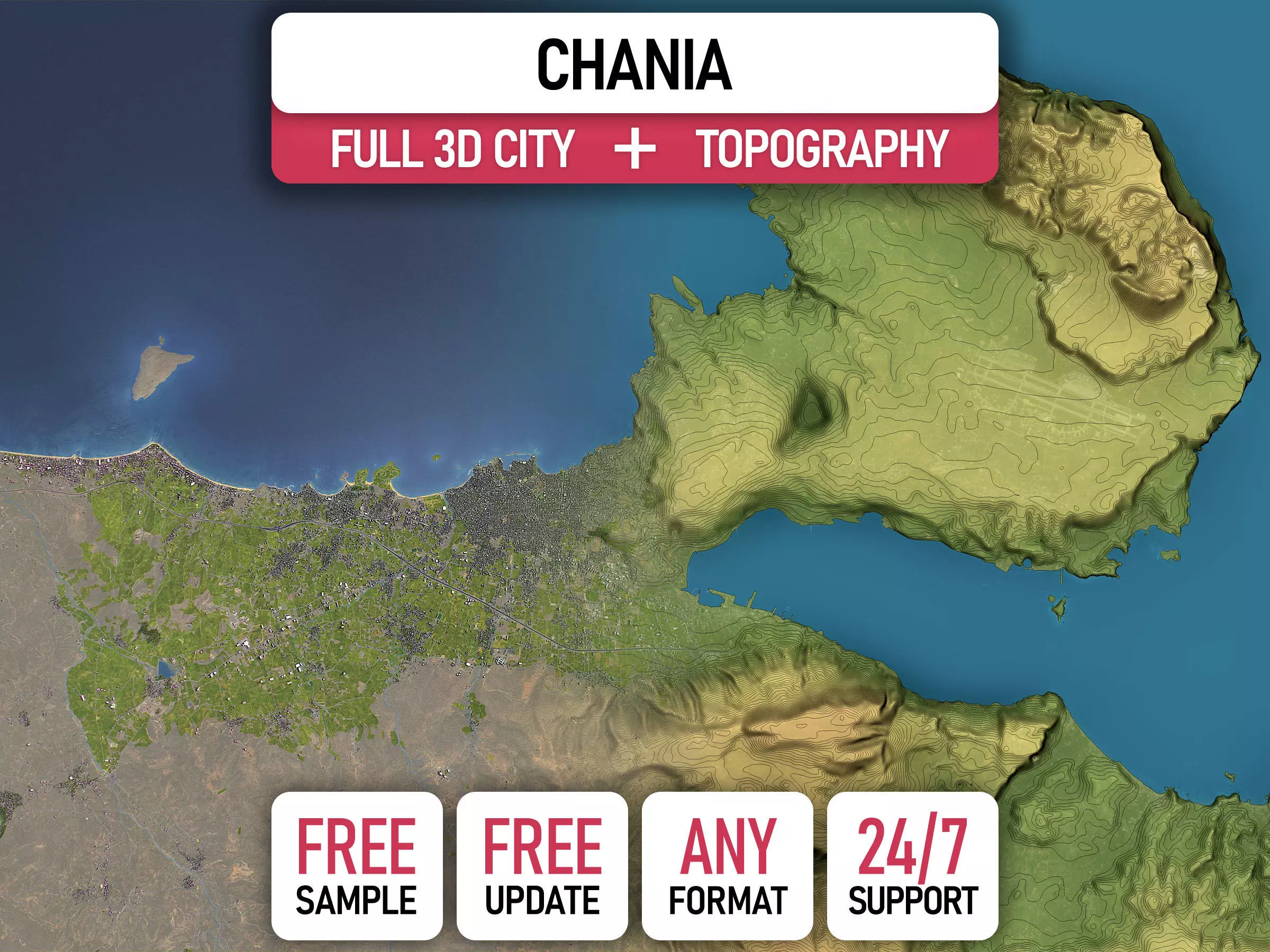 Chania - Topography Terrain 3D Model 3D Model Collection_0