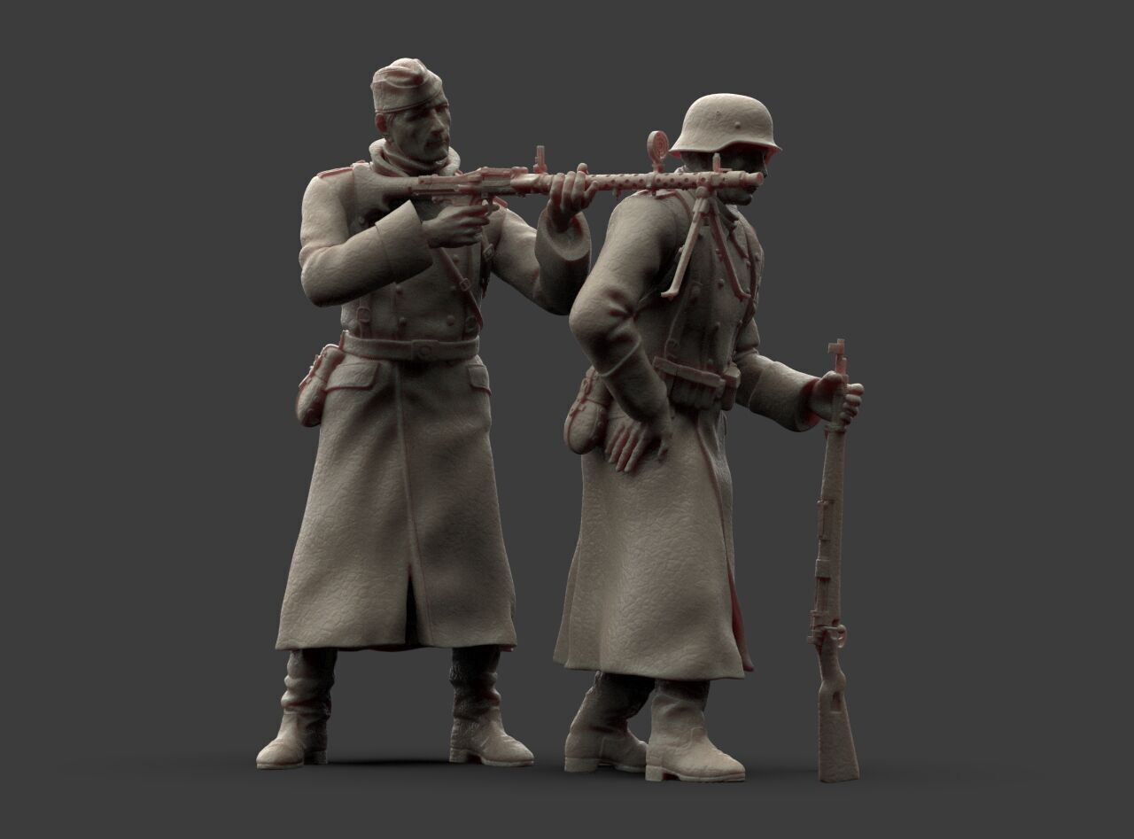 German Soldiers in a coat with mg 38 and 98k mauser rifel 3D print model_7