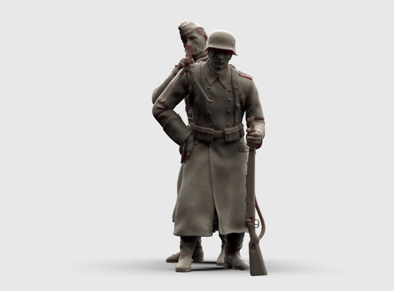 German Soldiers in a coat with mg 38 and 98k mauser rifel 3D print model_17