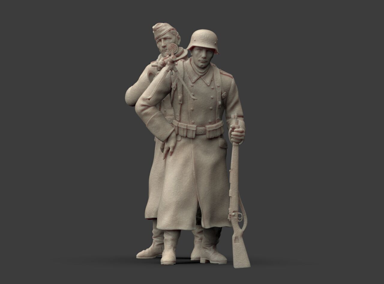 German Soldiers in a coat with mg 38 and 98k mauser rifel 3D print model_25