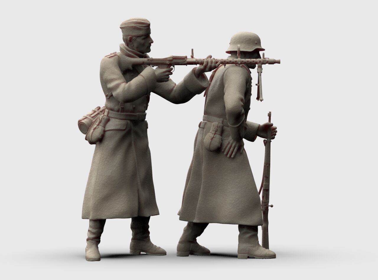 German Soldiers in a coat with mg 38 and 98k mauser rifel 3D print model_12