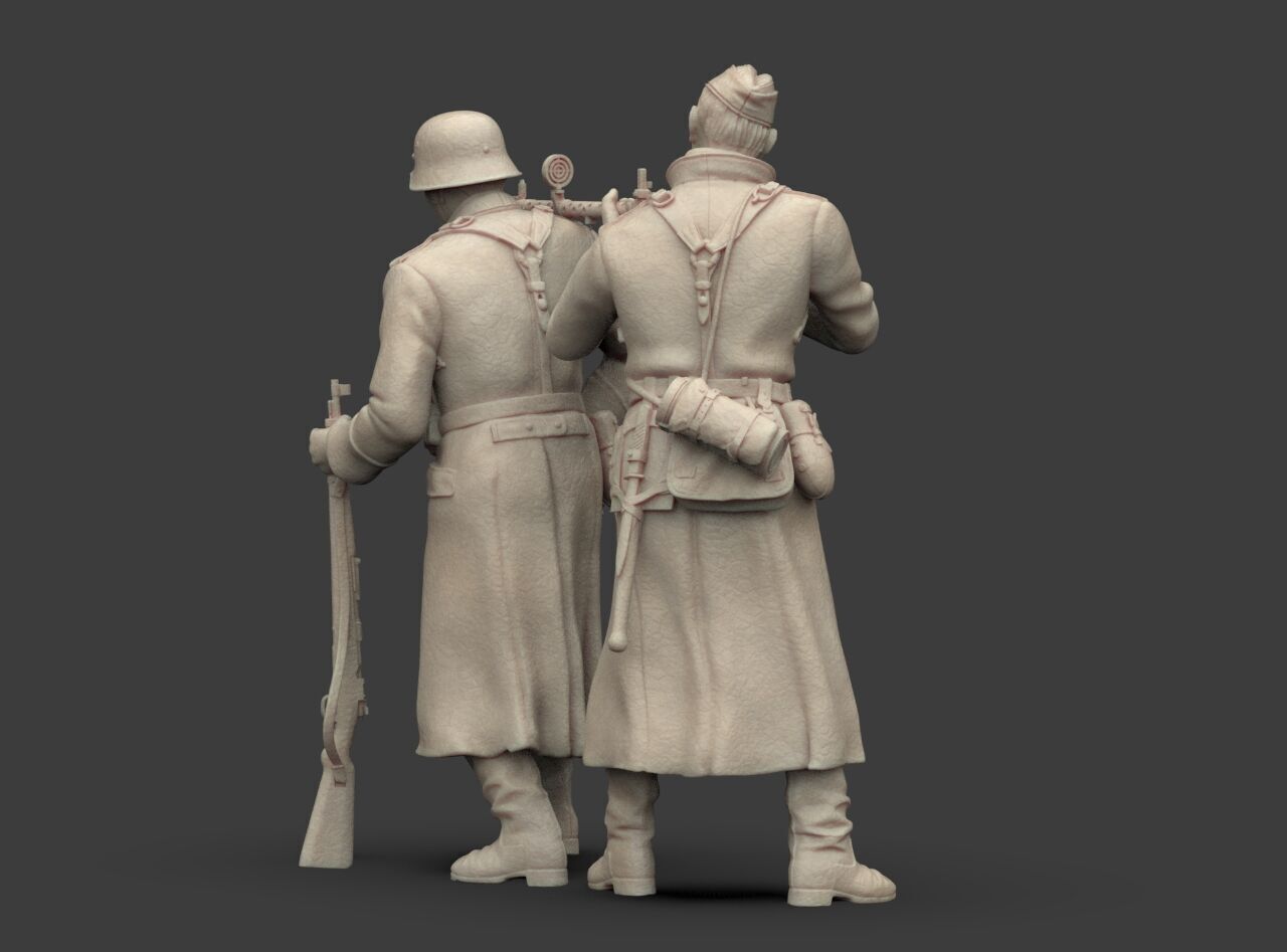 German Soldiers in a coat with mg 38 and 98k mauser rifel 3D print model_22
