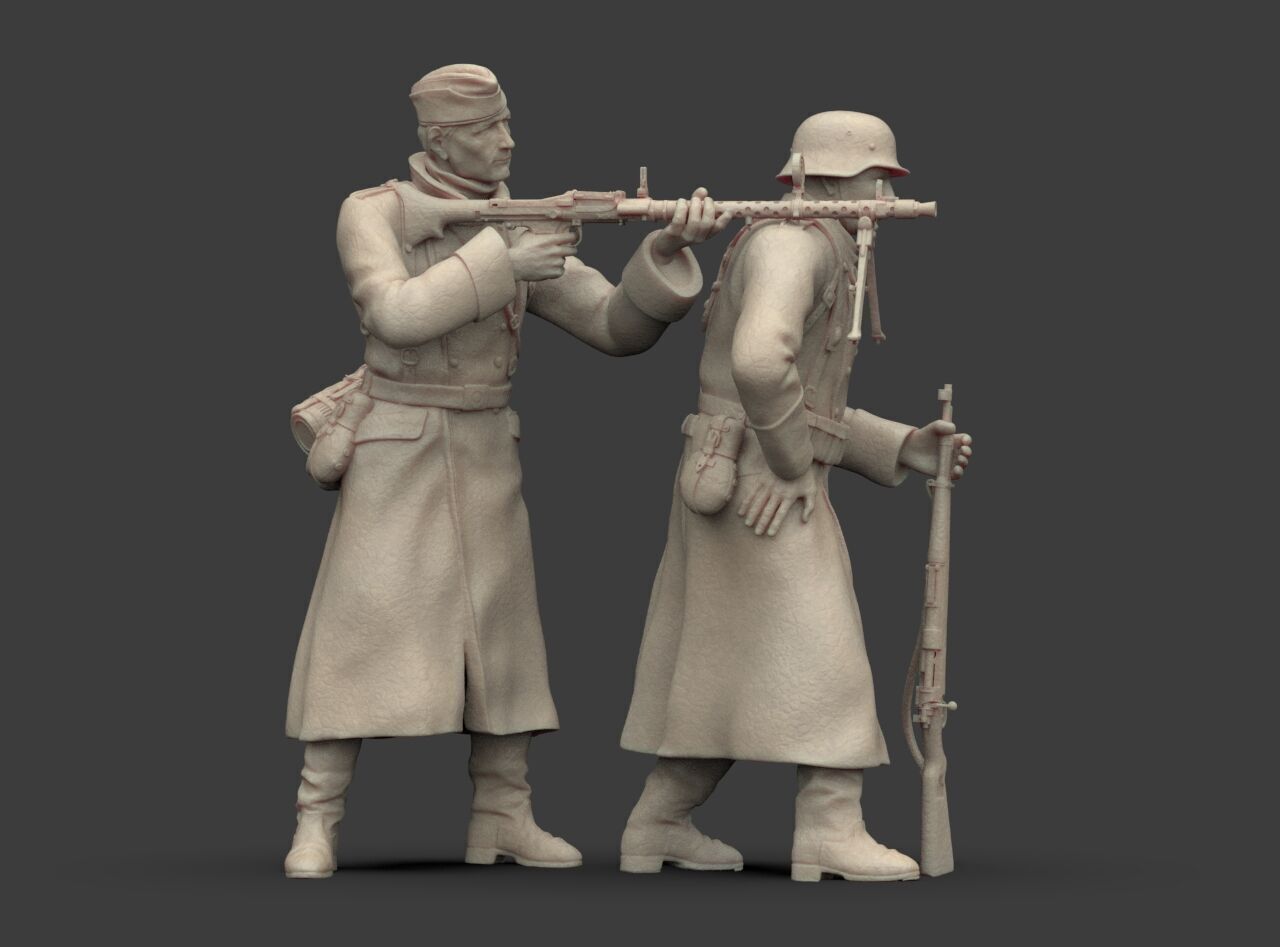 German Soldiers in a coat with mg 38 and 98k mauser rifel 3D print model_26