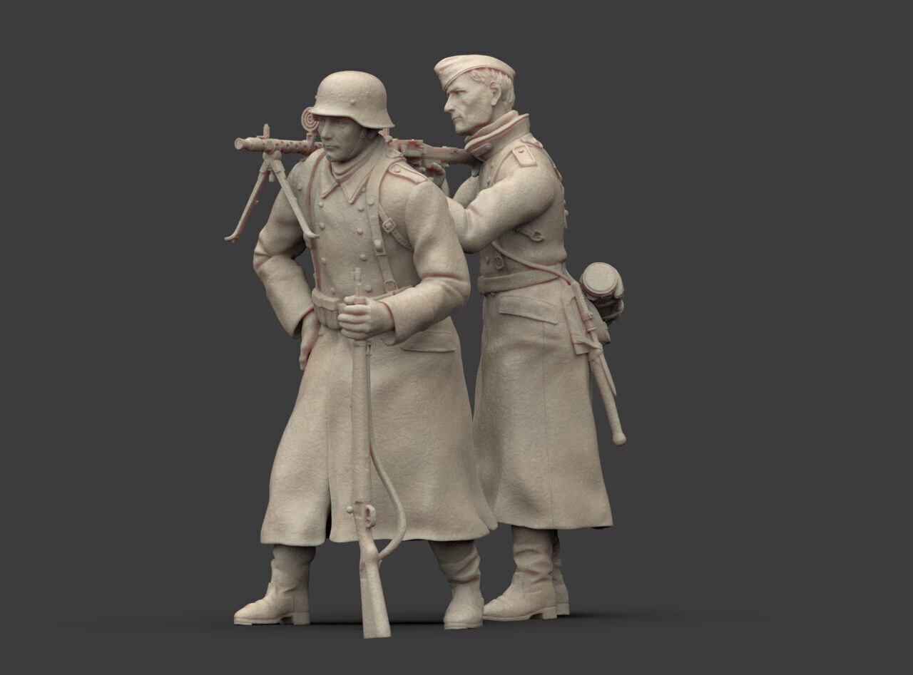 German Soldiers in a coat with mg 38 and 98k mauser rifel 3D print model_24