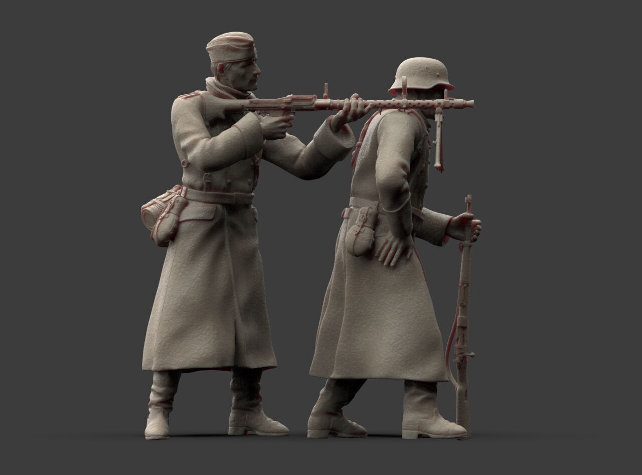 German Soldiers in a coat with mg 38 and 98k mauser rifel 3D print model_21