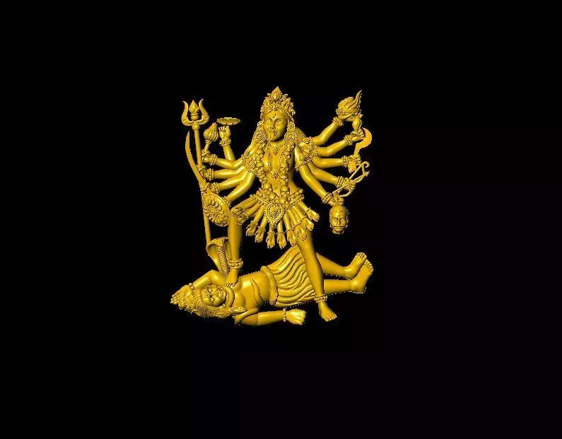 3D golden model of Goddess Kali 3D print model_0