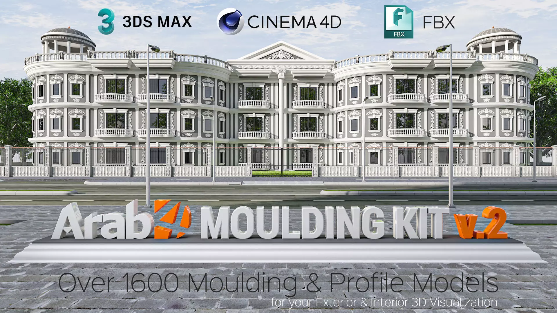 Arab4D Moulding Cornices Kit V2 - 35 Bundles in 1 Library Low-poly 3D model_0