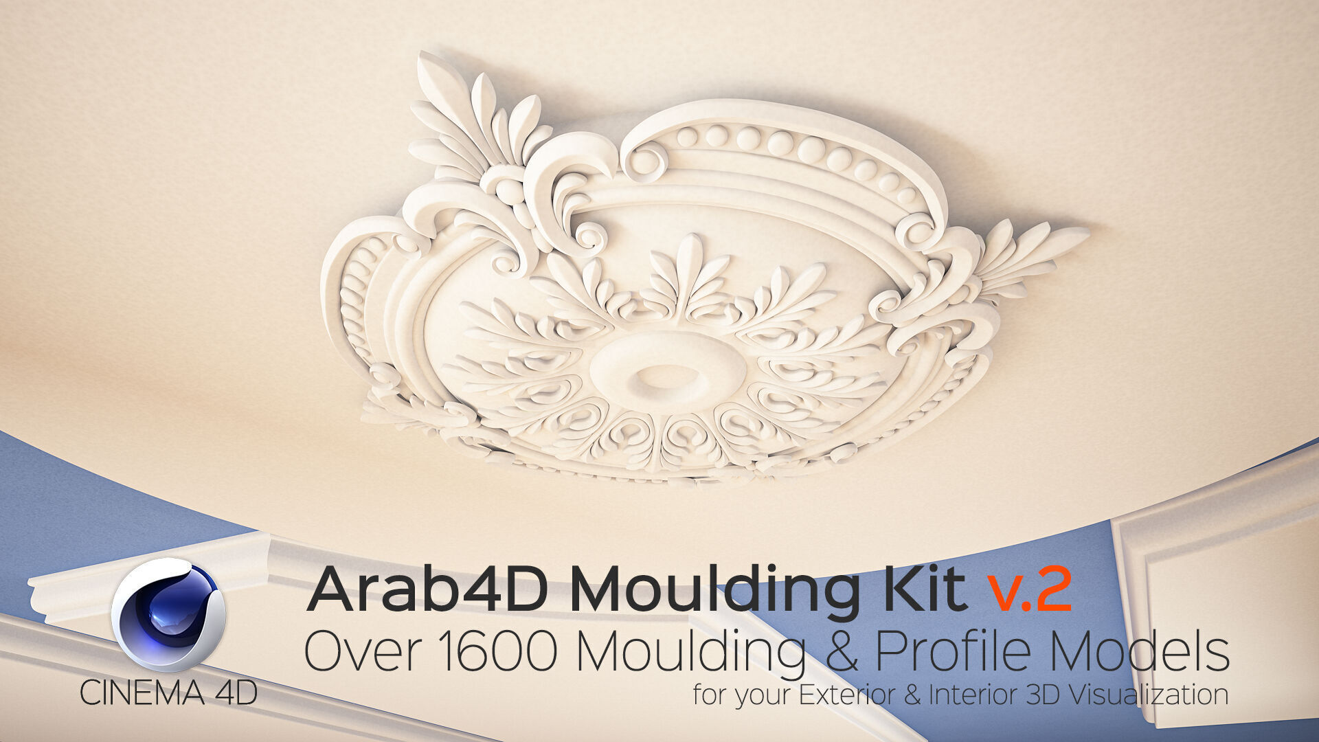 Arab4D Moulding Cornices Kit V2 - 35 Bundles in 1 Library Low-poly 3D model_8