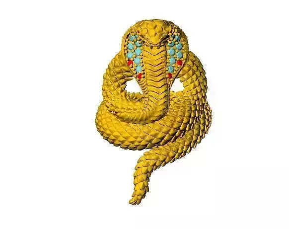 3D model of a coiled cobra with ring